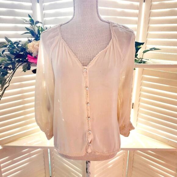 ALICE & OLIVIA CREAM LACE BUTTON DOWN SIZE MED - Picture 1 of 7